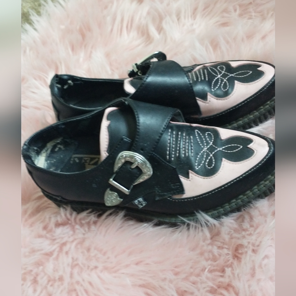 T.U.K Y2K Platform Western Stylish Black and Pink Women's Shoes 6 - Picture 3 of 13